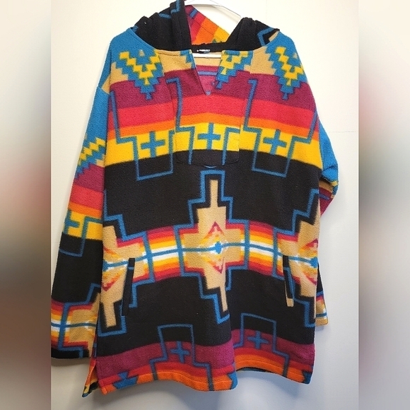 Oversize Southwest Navajo Fleece Pullover Hoodie - Picture 1 of 3
